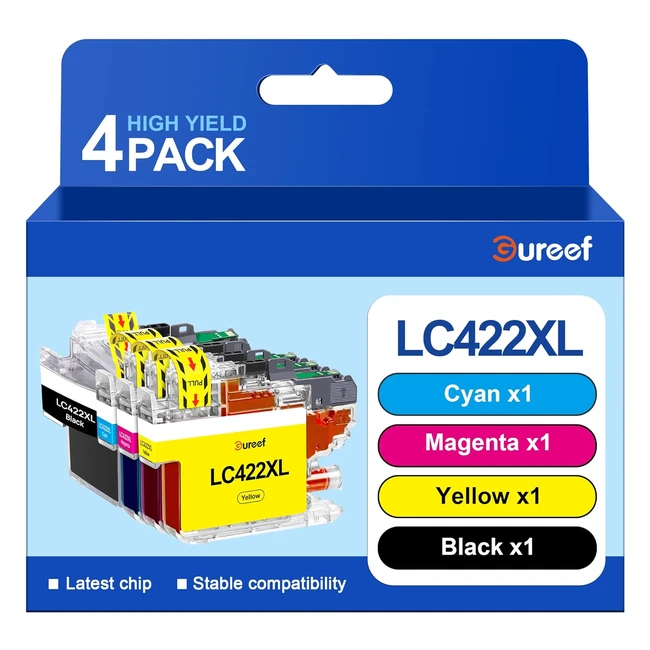 Gureef LC422XL Ink Cartridges for Brother MFCJ5740DW - 4 Pack