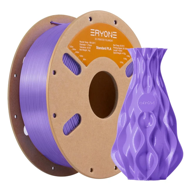 Eryone PLA Filament 175mm 3D Printer Filament PLA 003mm 1kg22lbs Spool Lavender - High Quality & Dimensional Accuracy