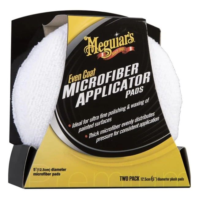 Meguiars X3080EU Even Coat 5 Inch Microfibre Applicator Pads 2 Pack - Hand Applying Compounds, Polishes, Leather Cleaners