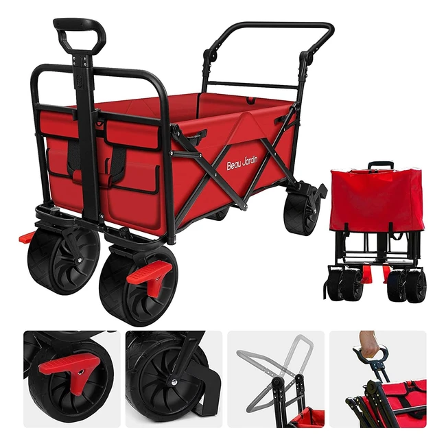 Carro playa plegable con ruedas hasta 220 kg - Beau Jardin