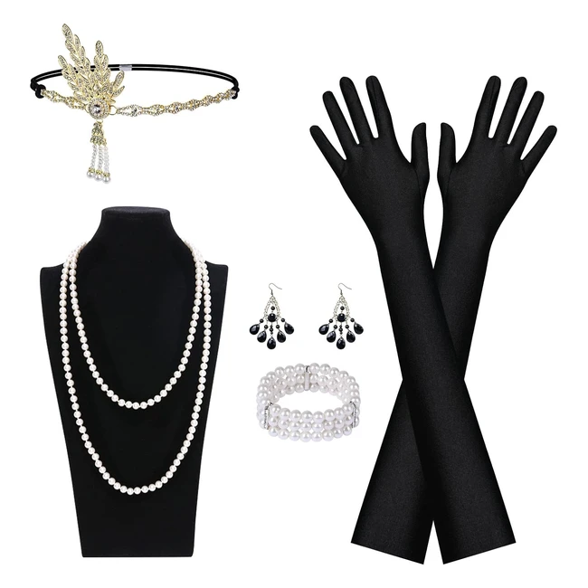 Kit déguisement années 20 Aomig 1920 - Accessoires 6 pièces