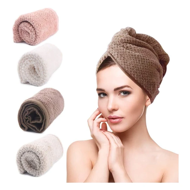 Asciugamani per capelli a turbante in microfibra - Set 4 pezzi