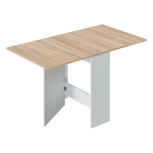 Mesa Auxiliar Abatible Blanco Artik y Roble Canadian Modelo Fly 77cm x 31140cm 