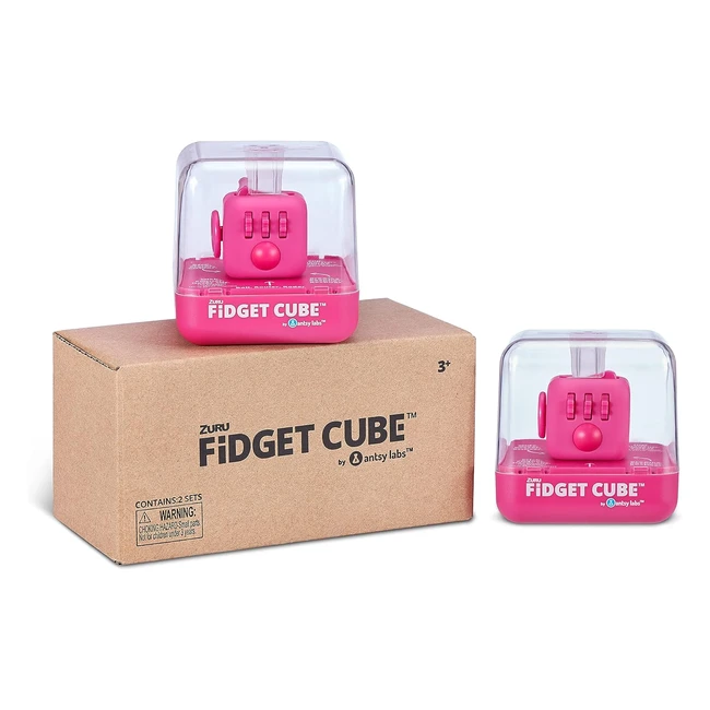 Fidget Original Cube Pink 2 Pack | Stress Relief Toy | Antsy Lab | Glide Flip Roll Click Functions