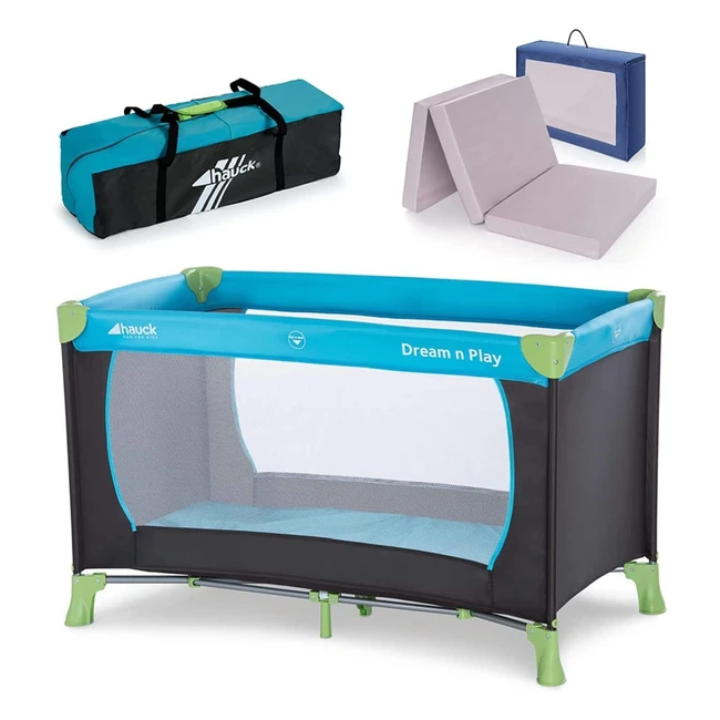 Cuna de Viaje para Bebé Hauck Dream N Play con Colchón Alvi Confort - Parque Plegable Azul