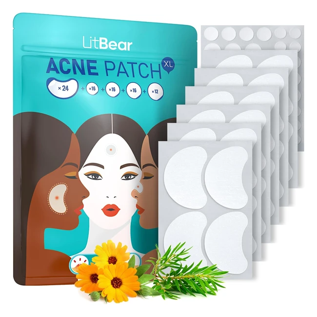 litbear 84 Patches Large Hydrocolloid Acne Patches - Fast Healing for Breakouts