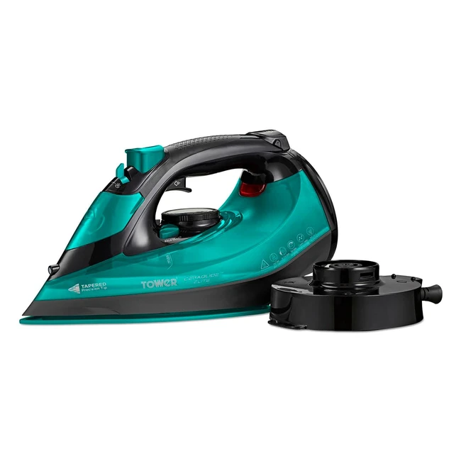 Tower T22022TL Ceraglide 360 CordCordless Steam Iron 2800W Black Teal
