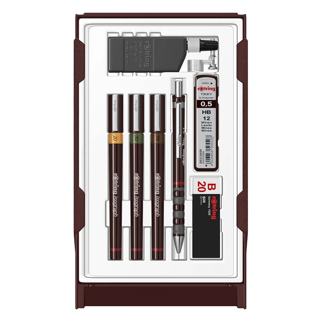 Coffret Rotring Isograph College Set 3 Stylos Feutres 020mm 030mm 050mm Portemine Tikky 05mm