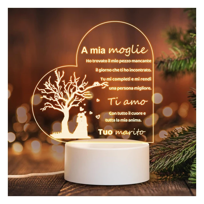 Luce Notturna LED per Moglie - Regalo Compleanno Anniversario - Design Accattiva