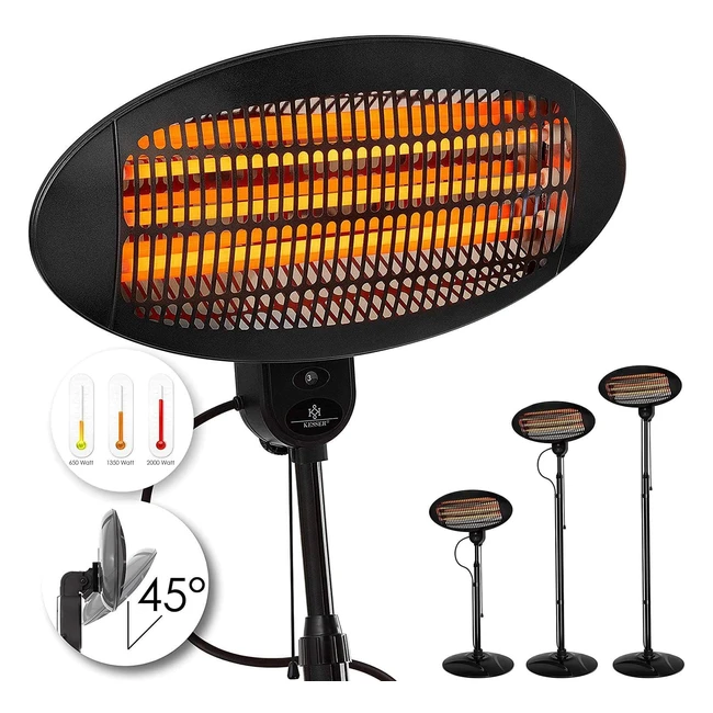 Kesser Heizstrahler Wickeltischwärmestrahler 2000W 2in1 Standfuß & Wandmontage Infrarot Terrassenheizung