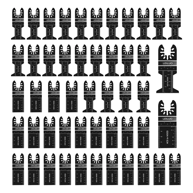 50 pc Multitool Blades Leiluo Oscillating Saw Blades for Wood Plastics - Kit Fit Dewalt Worx Rockwell - Durable High Carbon Steel - Easy to Use - Wide Range of Use