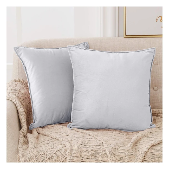 Deconovo Crushed Velvet Cushion Covers Set of 2 45x45cm Baby Grey
