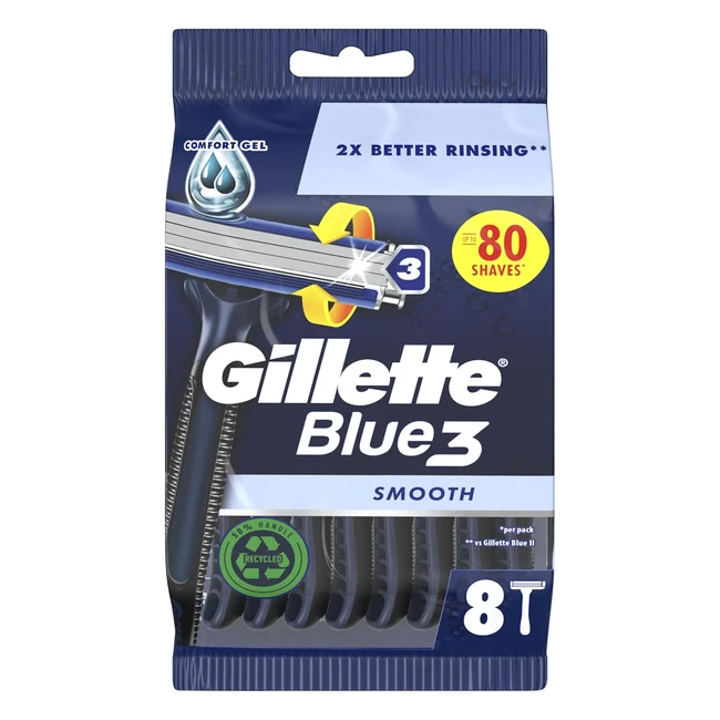 Maquinilla Desechable Gillette Blue3 x8 Hombre - Tres Hojas Afeitar Pivotante 40