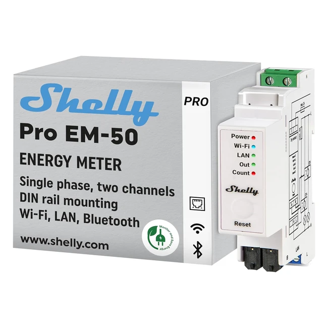 Shelly Pro EM 50A Compteur lectrique WiFi Bluetooth Contrle Contacteurs Cons