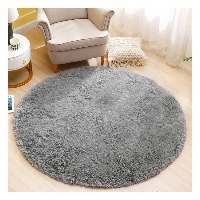 Tappeto Rotondo Peloso 160cm Grigio - Morbido e Soffice - Moderno Design
