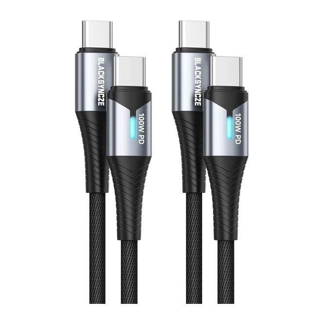Cable USB C a USB C 2Pack 2m2m 100W 20V5A Carga Rpida Nylon PD - 15 Pro Max Ma