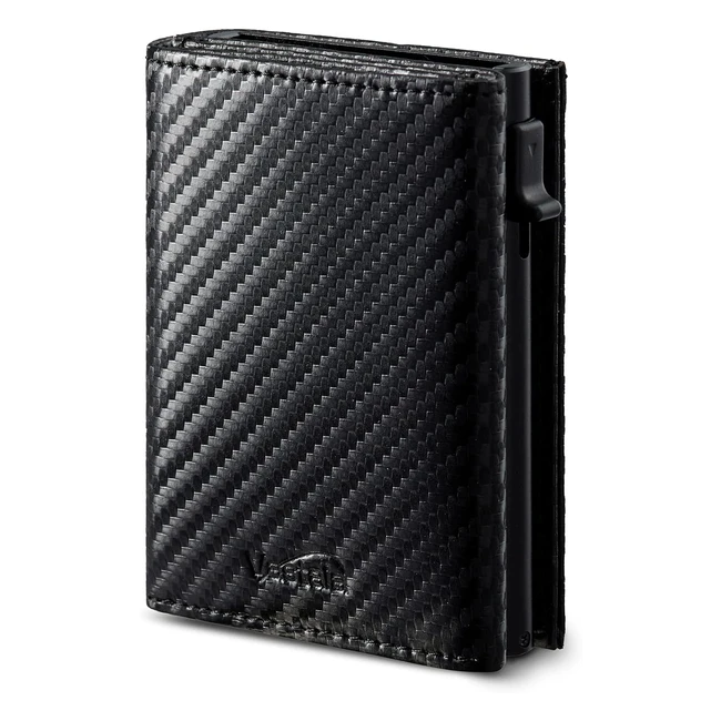 Cartera Vastaia RFID Negra Medium - Compacta y Segura - 7 Tarjetas  Compartimen