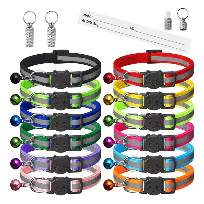 Reflective Cat Collar Pack with BellKitten Collar Safety Quick Release Buckle Ad
