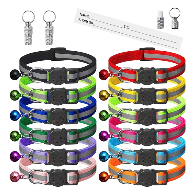Reflective Cat Collar Pack with BellKitten Collar Safety Quick Release Buckle Adjustable 75125 Girl Male CatsPet SuppliesStuffAccessories12 Colors