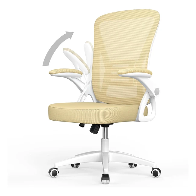 Fauteuil de bureau ergonomique Naspaluro jaune avec soutien lombaire et dossier inclinable