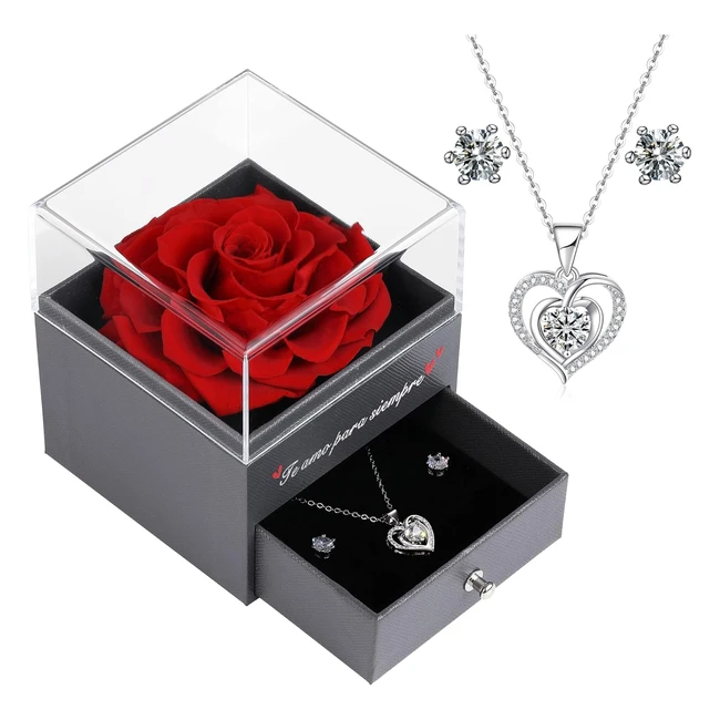 Conjunto de Joyas Rosa Eterna Te Amo Para Siempre - Regalo Mujeres
