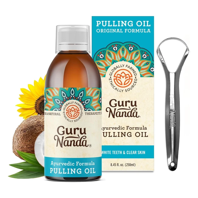 Gurunanda Oil Pulling Mouthwash 845 fl oz - Alcohol Free Vegan Blend of Pure Oil
