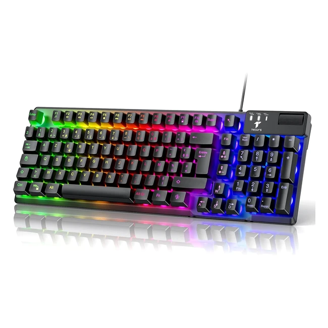 Clavier Gamer Semi-Mécanique 19 Touches Anti-Ghosting Rétroéclairage LED Multimédia Silencieuses AZERTY Etanche USB Filaire
