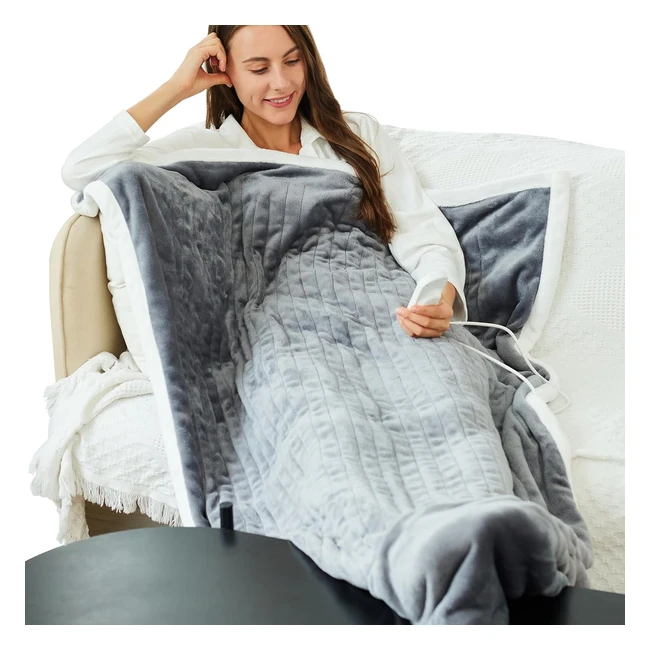 Comfytemp Heated Throw Blanket 43x71 - 3 Heating Levels Autooff Timer Soft Flann