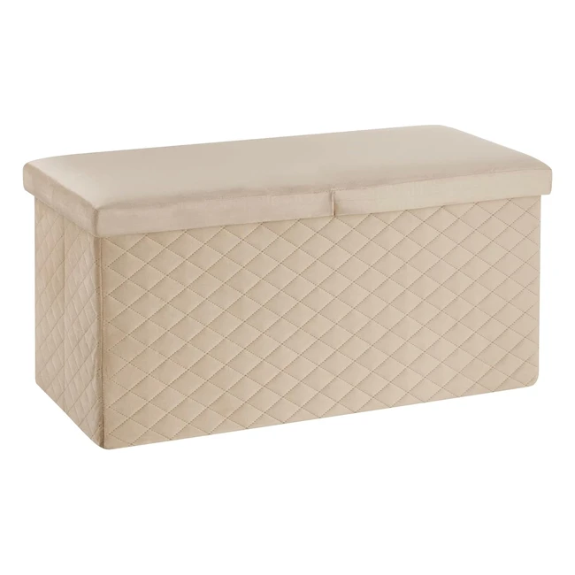 Cassapanca Pieghevole Velluto Beige 76x38x38 cm - Baroni Home #Contenitore #Pouf #Poggiapiedi