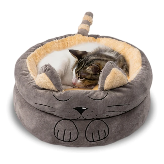 Cuccia Gatto Morbida Manred 48x48cm - Bordo Alto 19cm - Lavabile - Antiscivolo