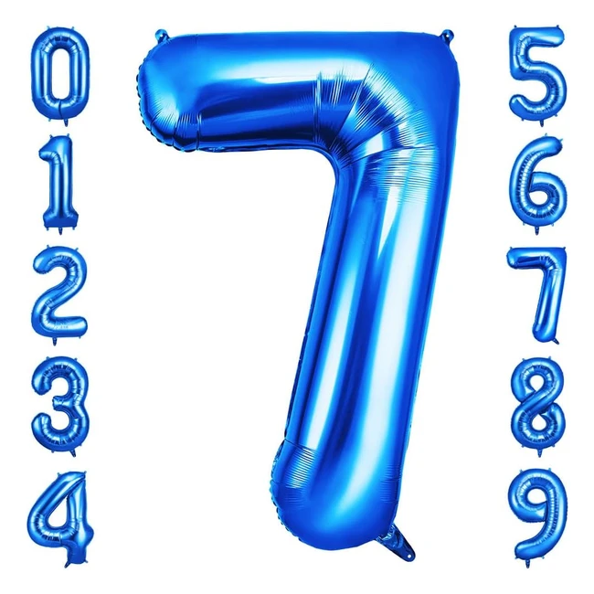 Globo Número Gigante Azul 40inch #7 - Decoración Cumpleaños Niños