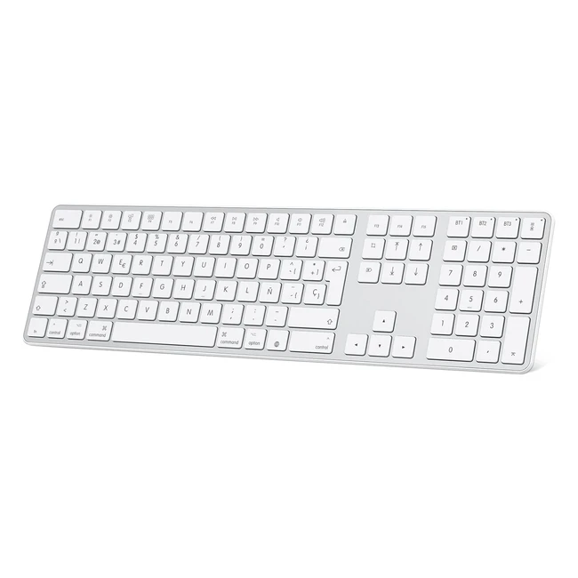 Teclado Bluetooth OMOTON para MacOS MacBook MacBook Air MacBook Pro iMac Mac Recargable 3 Canales Bluetooth Diseñado para Apple Plata