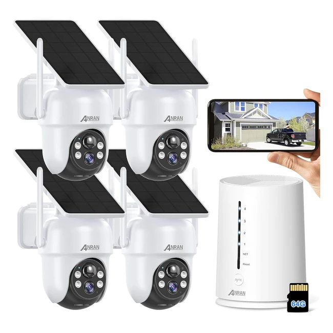 Kit Telecamera Wifi Esterno Anran 4MP FHD con Pannello Solare 4CH - Visione Notturna a Colori