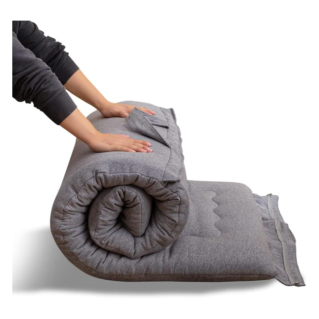 Maxyoyo Portable Foldable Futon Mattress Gray 71x190cm Hypoallergenic Fabric High-Density Foam