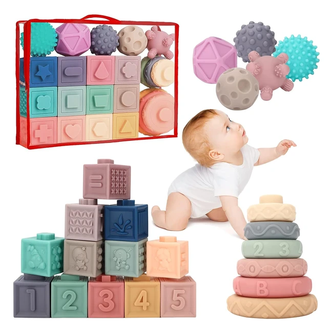 vvhippo Juguetes Bebs 612 Meses 23 Piezas - Bloques Suaves Montessori