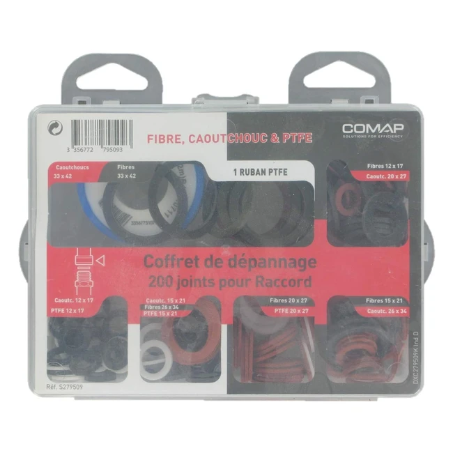 Coffret 200 joints d'étanchéité Comap S279509 - Fibres caoutchouc PTFE - Raccords