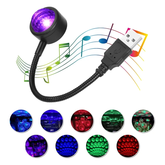 Luz Discoteca USB 9 Modos 4 Colores 360 LED Bola Activada por Sonido