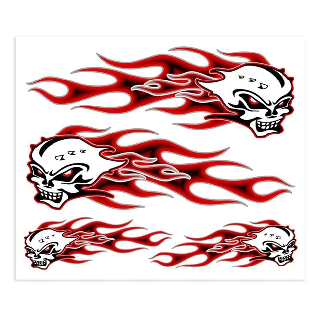Adesivo Stickers Teschio con Fiamme 20 x 24 cm - 4R Quattroerreit 32106