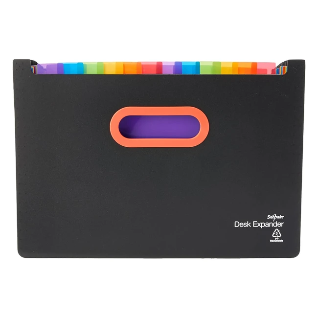 Snopake A4 Rainbow  Black Desk ExpanderOrganiser 24Part Pack of 1 Ref 15852 - E