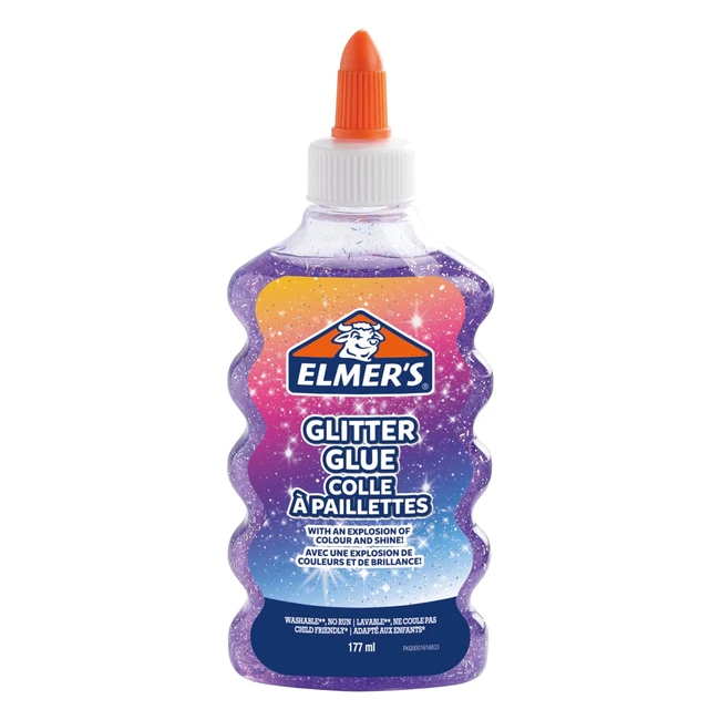 Elmers Purple Glitter Glue 177ml - Washable Kid Friendly Great for Arts  Cra