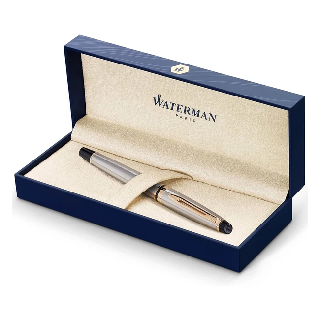 Waterman Expert Rotulador Roller Acero Inoxidable 23 Quilates Punta Fina Negro