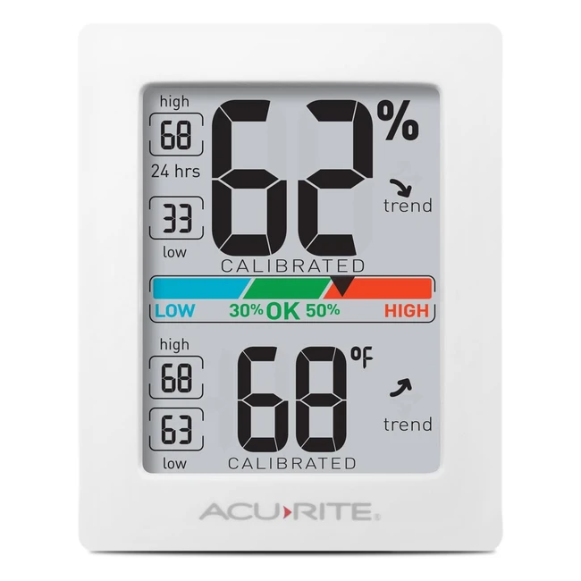Acurite Digital Hygrometer 01083M Indoor Monitor Comfort Scale White