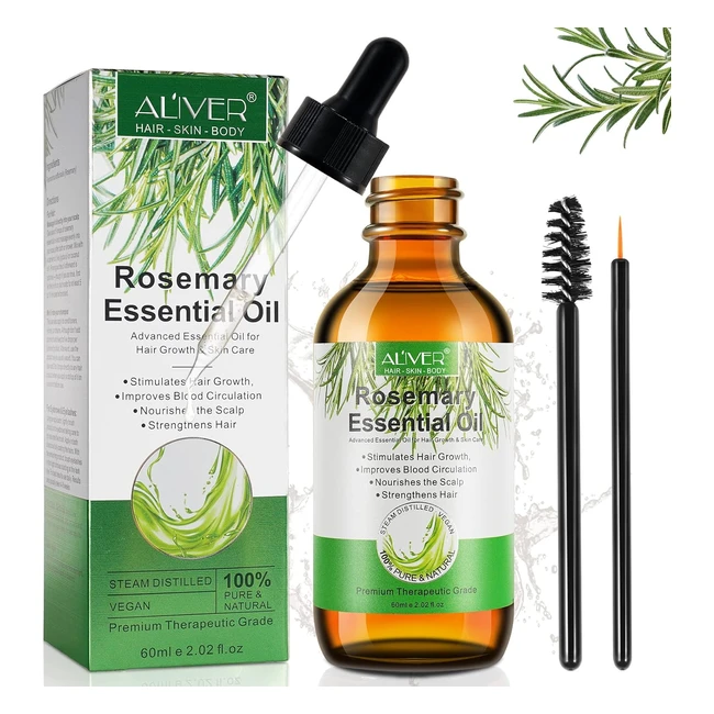 Olio di Rosmarino per Capelli 100 Puro - Stimola la Crescita e Protegge - 60ml