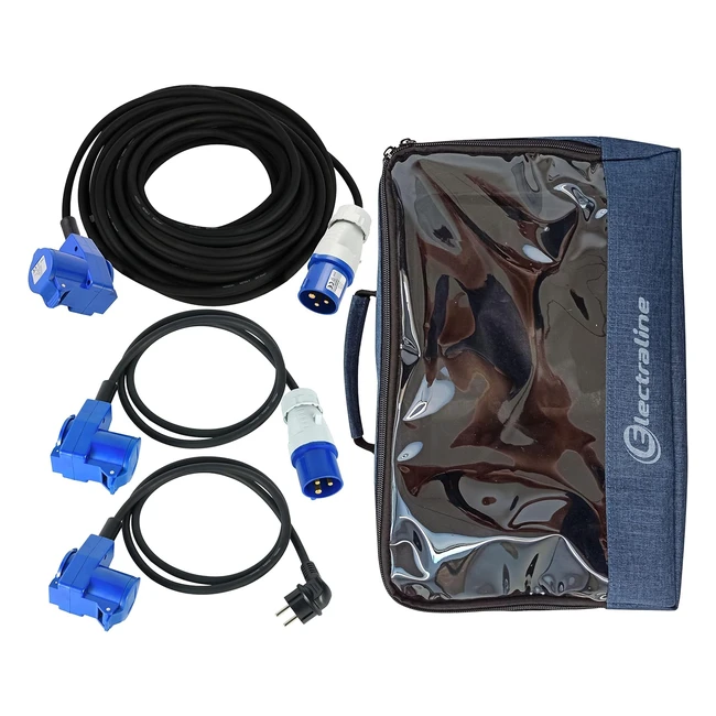 Set Campeggio Elettrico - Electraline Prolunga Industriale 10m e Adattatore 15m 