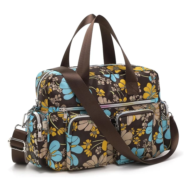 Sac main femme motif floral grand sac tanche bandoulire multipoches