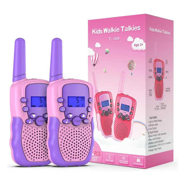 Kearui Walkie Talkies for Kids 8 Channels 2 Way Radio Toy - Perfect Gift for 3-12 Year Old Boys - 3 Miles Range