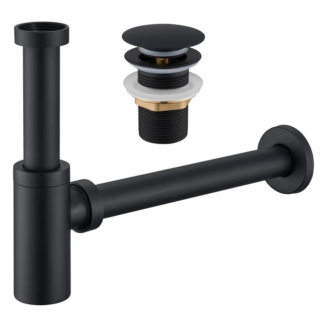 Siphon Lavabo Ulytid avec Bonde Clic Clac - Antiodeur Universel - Noir Mat