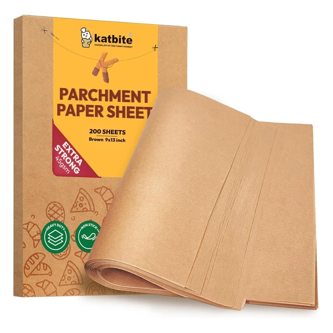 Katbite Heavy Duty Baking Paper Sheets 200 pcs 9x13 Inchs 23x33 cm - Greaseproof
