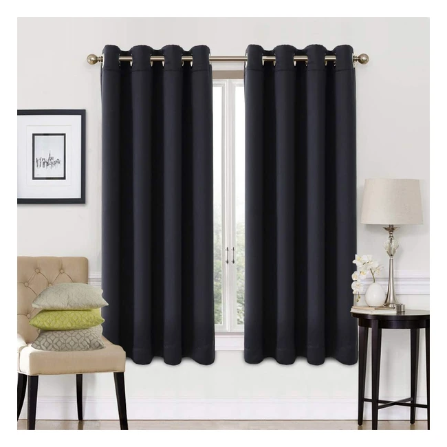 Easeland Blackout Curtains 2 Panels Set  Thermal Insulated  Solid Eyelet  Dar