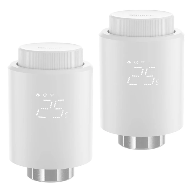 Sonoff Zigbee 30 Vanne Thermostatique Radiateur Connecté et Intelligent - Contrôle Vocal - Hub Zigbee - 2 Pack